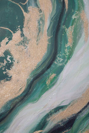 Dipinto su tela con sfumature verdi con telaio in legno per decorazioni ambienti
