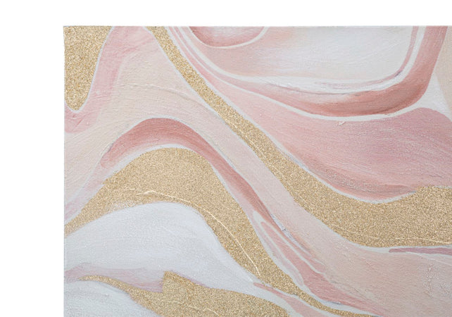 Dipinto su tela colore rosa con telaio in legno per decorazioni ambienti