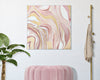 Dipinto su tela colore rosa con telaio in legno per decorazioni ambienti