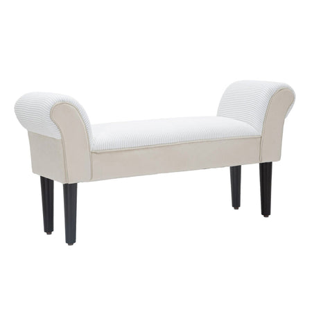 Panchetta in poliestere gambe color crema in legno colore nero per interni