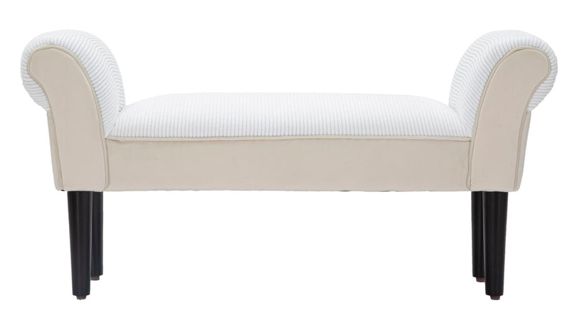 Panchetta in poliestere gambe color crema in legno colore nero per interni