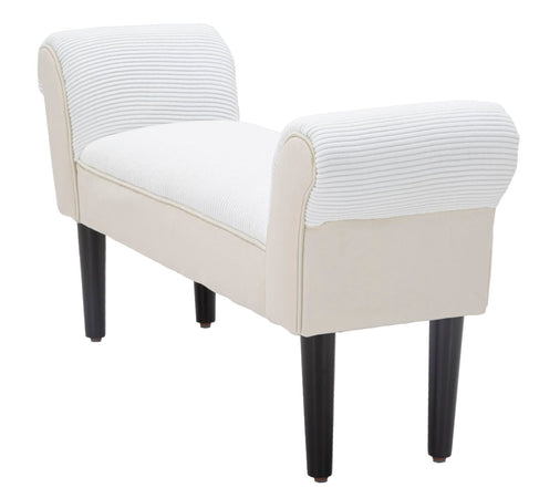 Panchetta in poliestere gambe color crema in legno colore nero per interni