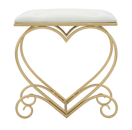 Sgabello "Heart" in poliestere struttura in metallo color oro per interni