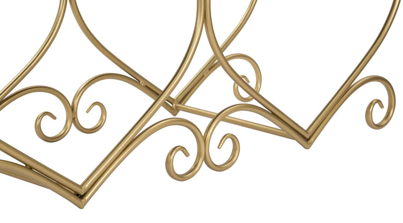 Panca "Heart" in poliestere struttura in metallo color oro per interni