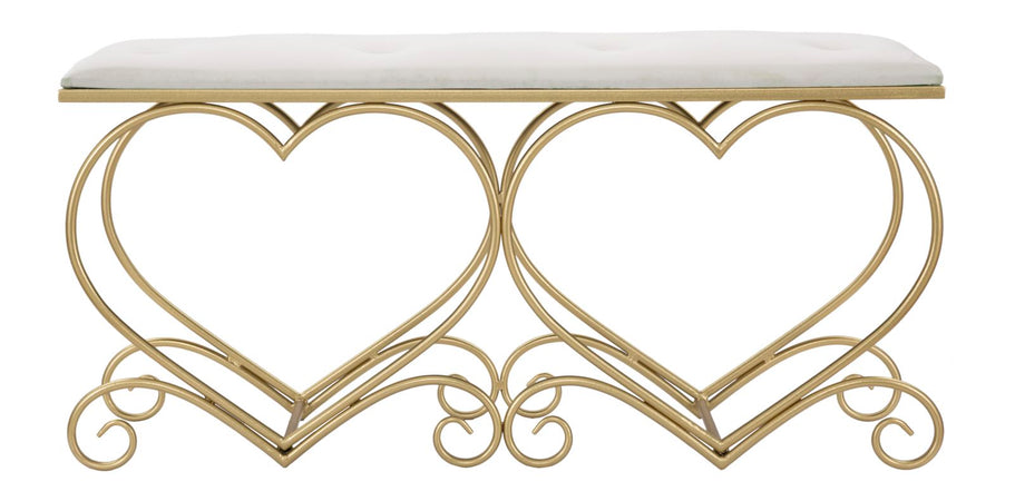 Panca "Heart" in poliestere struttura in metallo color oro per interni