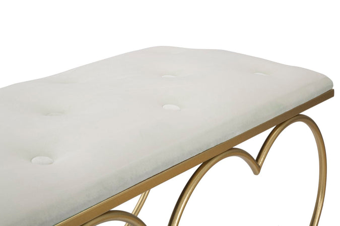 Panca "Heart" in poliestere struttura in metallo color oro per interni
