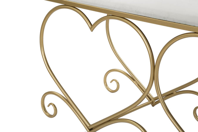 Panca "Heart" in poliestere struttura in metallo color oro per interni