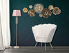 Lampada da terra Ovy in metallo color oro e tessuto colore rosa per interni
