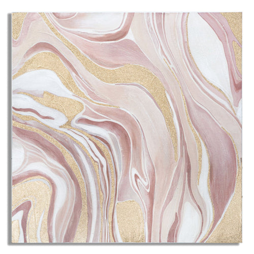 Dipinto su tela colore rosa con telaio in legno per decorazioni ambienti