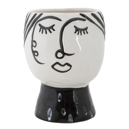 Vaso in porcellana bianca con volto stile cubismo per decorazioni ambienti