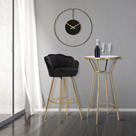 Tavolo da bar "Circle" struttura in ferro color oro e ripiano in vetro per interni