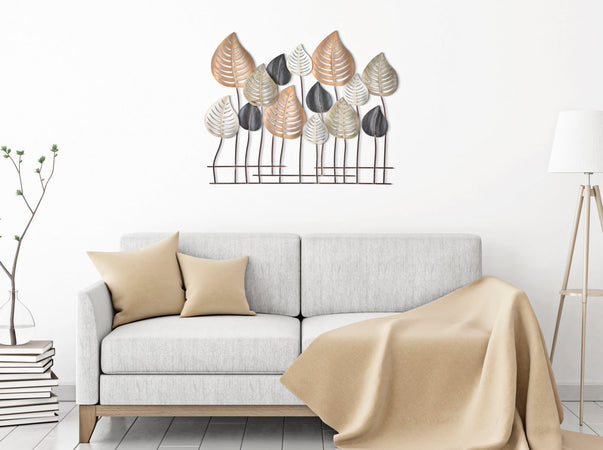 Pannello decorativo foglie da muro in ferro per decorazioni ambienti
