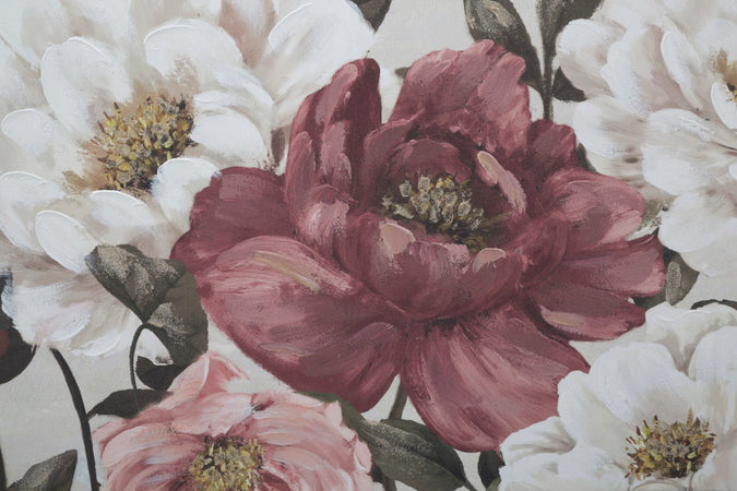 Dipinto rose su tela con intelaiatura in legno per decorazioni ambienti