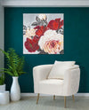 Dipinto su tela rose con intelaiatura in legno per decorazioni ambienti
