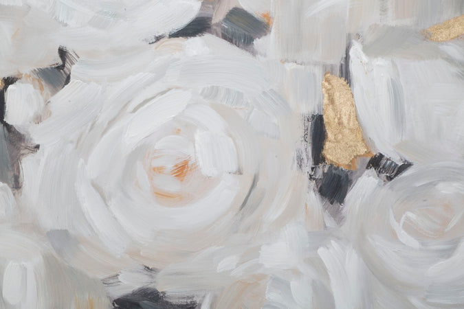 Dipinto su tela rose bianche con intelaiatura in legno per decorazioni ambienti