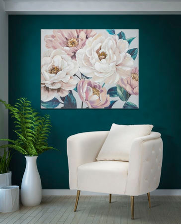 Dipinto su tela rose con intelaiatura in legno per decorazioni ambienti