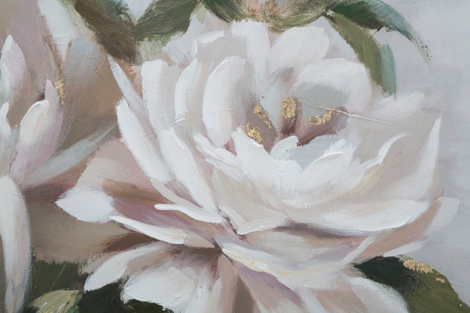 Dipinto su tela Crem Flower con intelaiatura in legno per decorazioni ambienti
