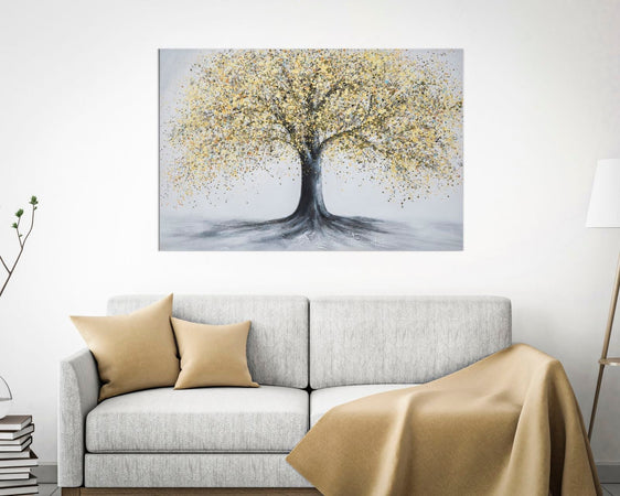 Dipinto su tela albero con intelaiatura in legno per decorazioni ambienti