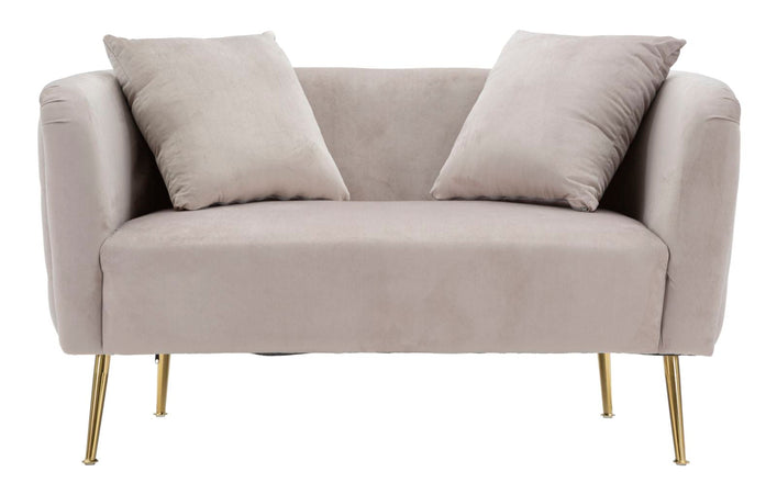 Divanetto "Bucarest" 2 posti in velluto gambe in metallo color oro per interni
