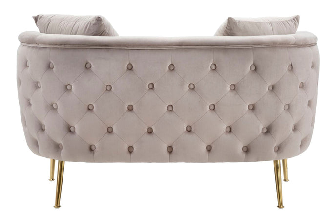 Divanetto "Bucarest" 2 posti in velluto gambe in metallo color oro per interni