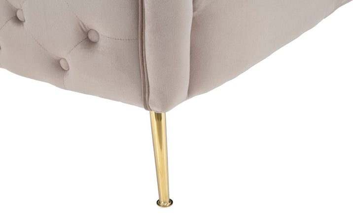 Divanetto "Bucarest" 2 posti in velluto gambe in metallo color oro per interni