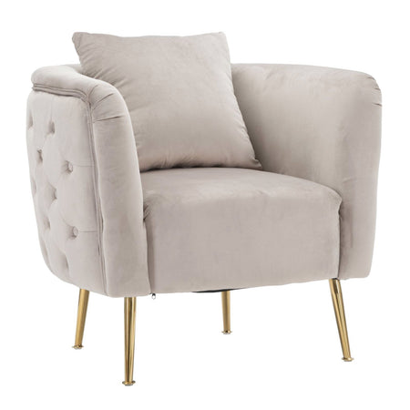 Poltrona "Bucarest" 1 posto in velluto gambe in metallo color oro per interni