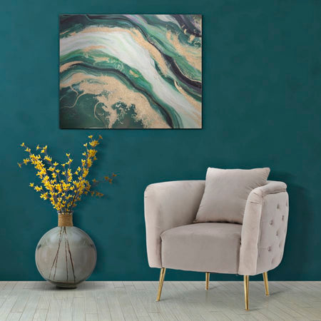 Poltrona "Bucarest" 1 posto in velluto gambe in metallo color oro per interni