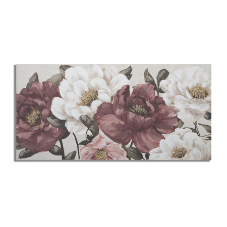 Dipinto rose su tela con intelaiatura in legno per decorazioni ambienti