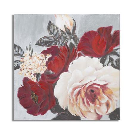 Dipinto su tela rose con intelaiatura in legno per decorazioni ambienti