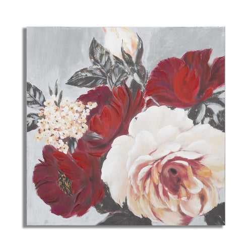 Dipinto su tela rose con intelaiatura in legno per decorazioni ambienti