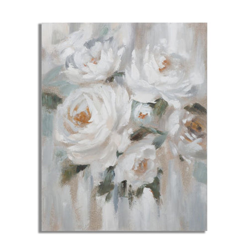 Dipinto su tela Crem Flower con intelaiatura in legno per decorazioni ambienti