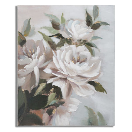 Dipinto su tela Crem Flower con intelaiatura in legno per decorazioni ambienti