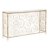 Console Spiral struttura in metallo color oro ripiano in vetro per interni
