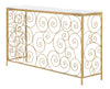 Console Spiral struttura in metallo color oro ripiano in vetro per interni