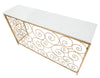 Console Spiral struttura in metallo color oro ripiano in vetro per interni