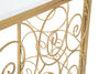 Console Spiral struttura in metallo color oro ripiano in vetro per interni