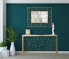 Console Spiral struttura in metallo color oro ripiano in vetro per interni