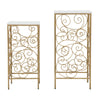 Tavolinetti porta telefono Spiral struttura in ferro color oro e vetro per interni set da 2
