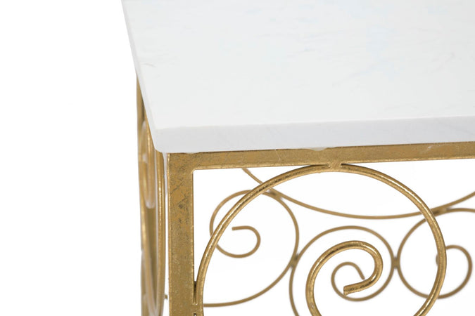 Tavolinetti porta telefono "Spiral" struttura in ferro color oro e vetro per interni set da 2