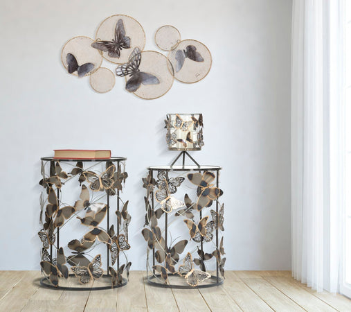 Pannello decorativo con farfalle in ferro per decorazioni ambienti