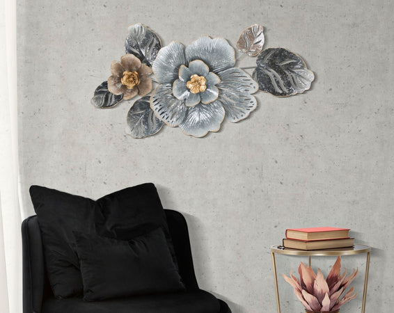 Composizione floreale decorativa Greys in ferro per decorazioni ambienti
