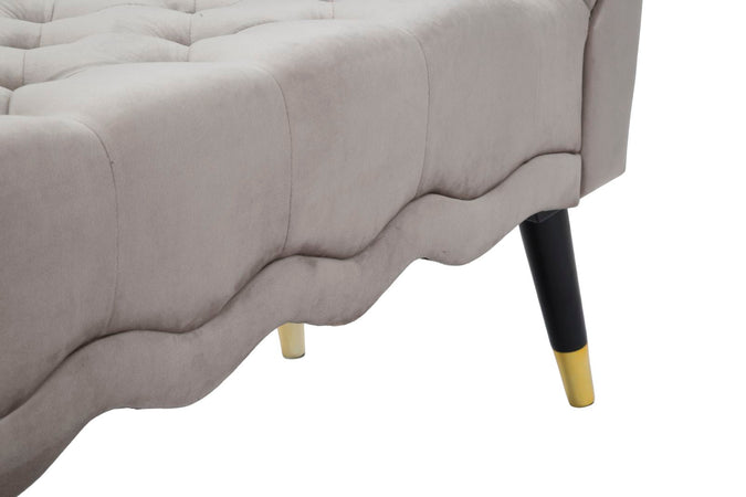 Panchetta "Paris" in poliestere gambe in legno colore nero per interni