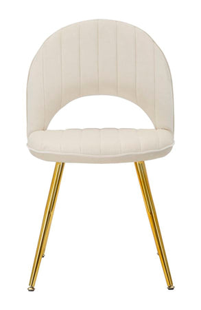 Sedia "Flex" in velluto color crema e gambe in metallo color oro per interni
