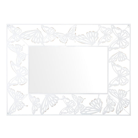Specchio da parete farfalle in ferro color bianco per bagni e camere da letto