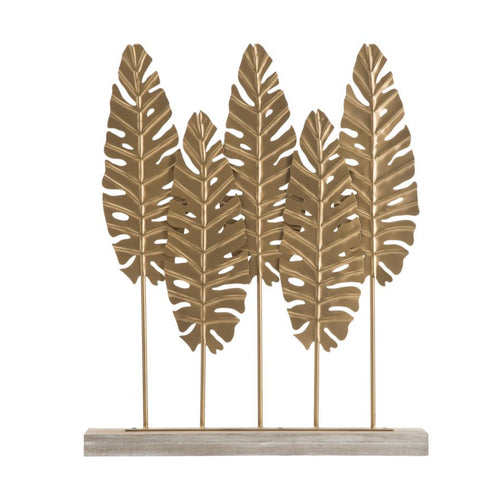 Foglie decorative in ferro color oro con base per decorazioni ambienti