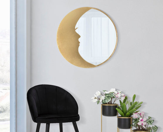 Specchio da parete luna in ferro per bagni e camere da letto