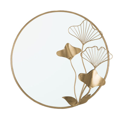 Specchio da parete fiori decorativi in ferro color oro per bagni e camere da letto