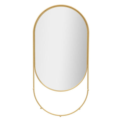 Specchio da parete con appendiabiti in ferro color oro per bagni e camere da letto