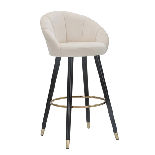 Sgabello da bar Praga in velluto gambe in metallo color nero e oro per interni