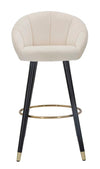 Sgabello da bar Praga in velluto gambe in metallo color nero e oro per interni